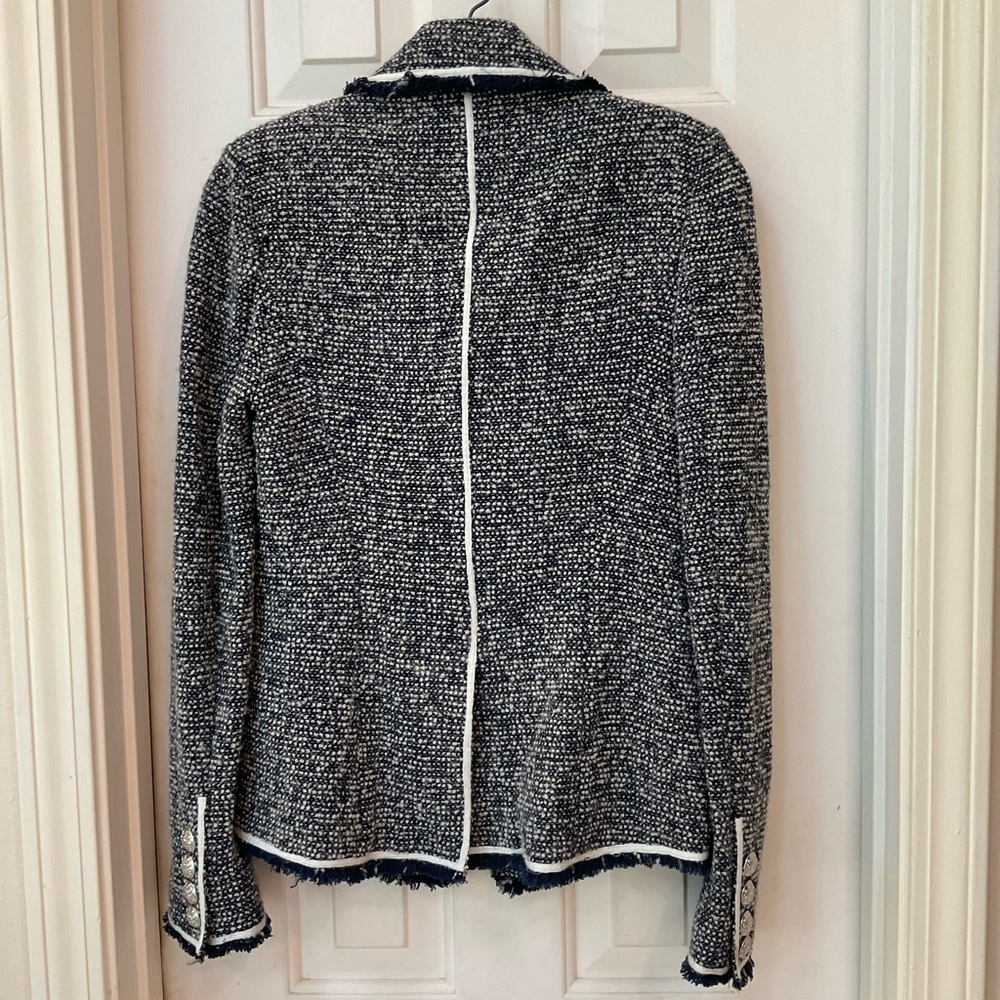 Veronica Beard Tweed Jacket, Black and White, Classic Raw Edges, Sz 2 - Picture 8 of 13